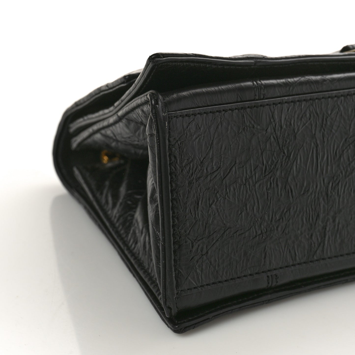 Crushed Calfskin Quilted Medium Crush Chain Bag Black