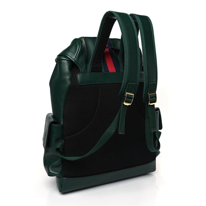 Gucci Grained Calfskin Medium Ophidia Double Buckle Backpack Green 3 of 8