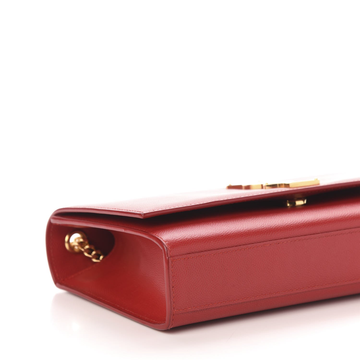 Saint Laurent Grain De Poudre Medium Monogram Kate Satchel Red 7 of 9