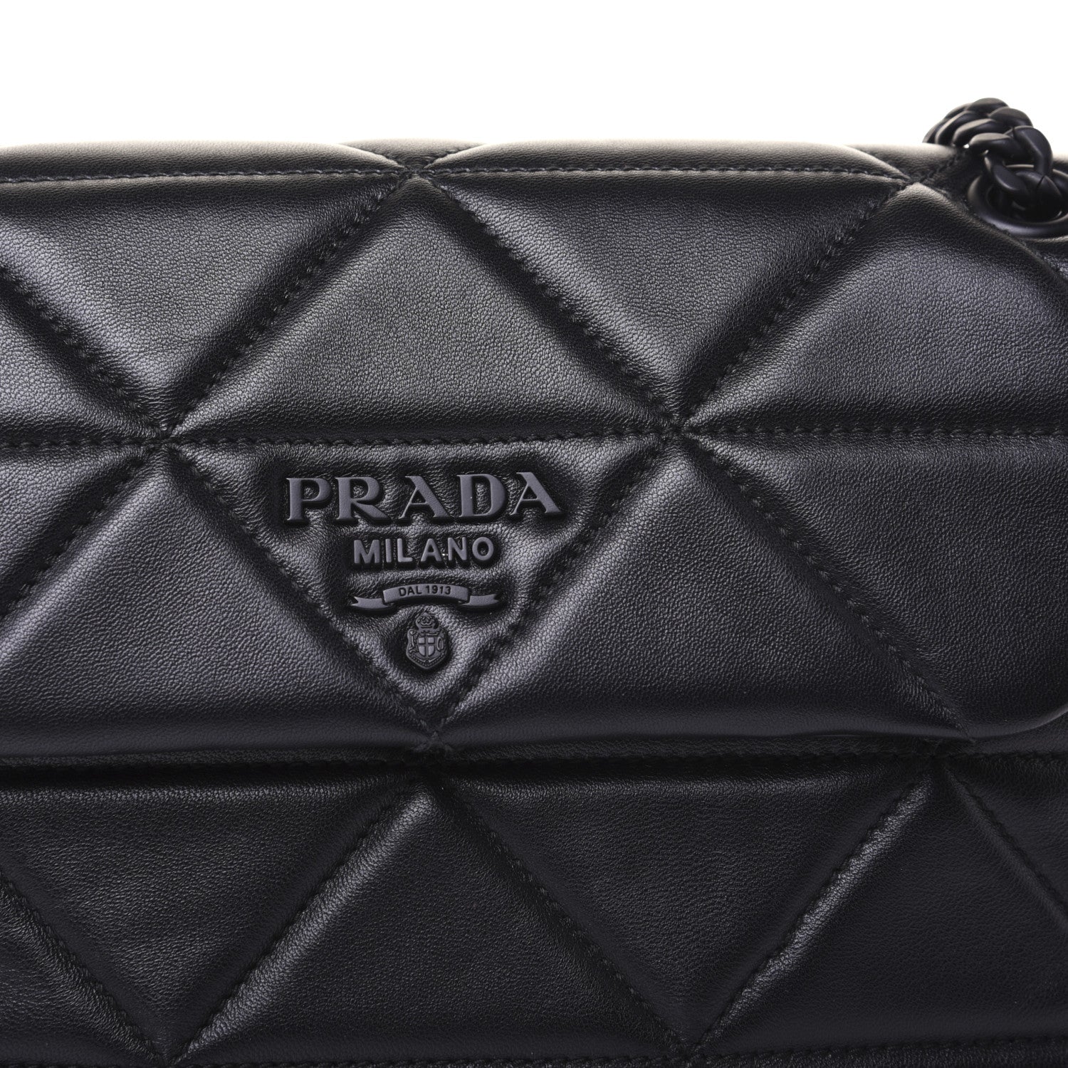 Prada Nappa Triangle Stitched Large Spectrum Bag Black 11 of 18