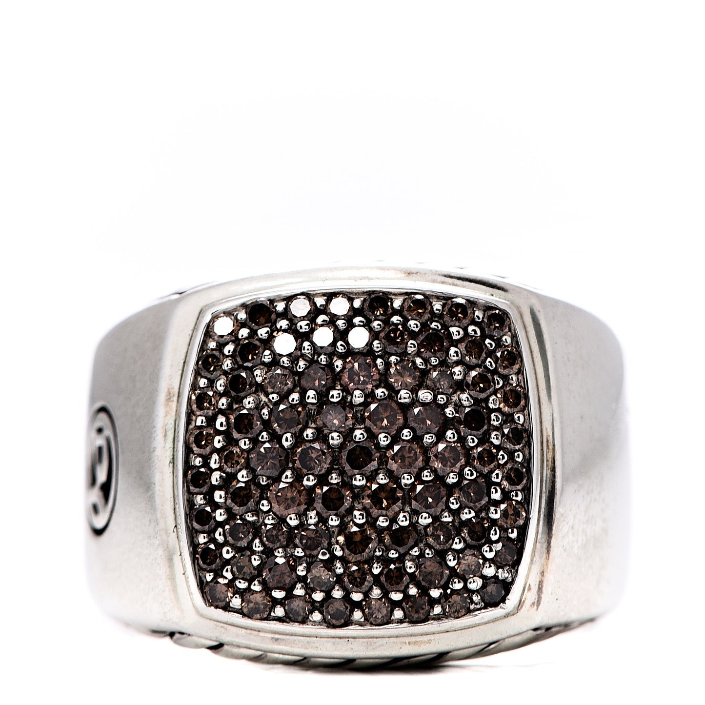 Sterling Silver Cognac Diamond Signet Ring 63 10.25