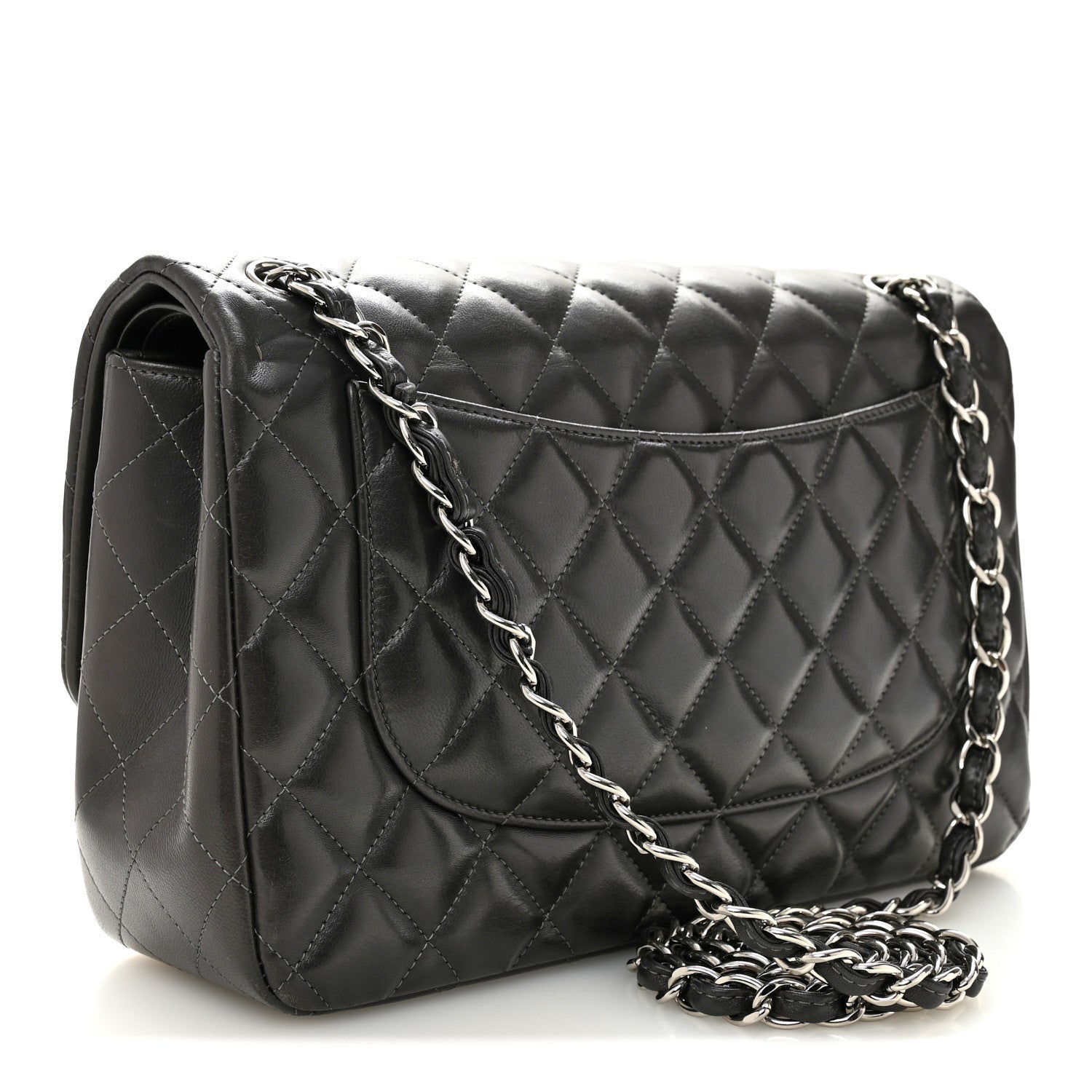 Chanel Lambskin Quilted Jumbo Double Flap Dark Grey 3 of 10