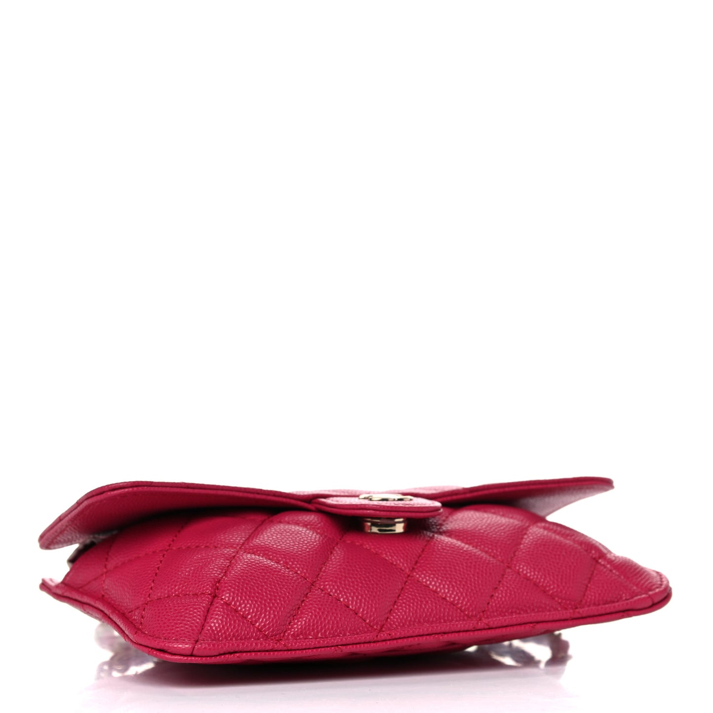 Caviar Fabric Quilted Foldable Tote With Chain Pink Multicolor