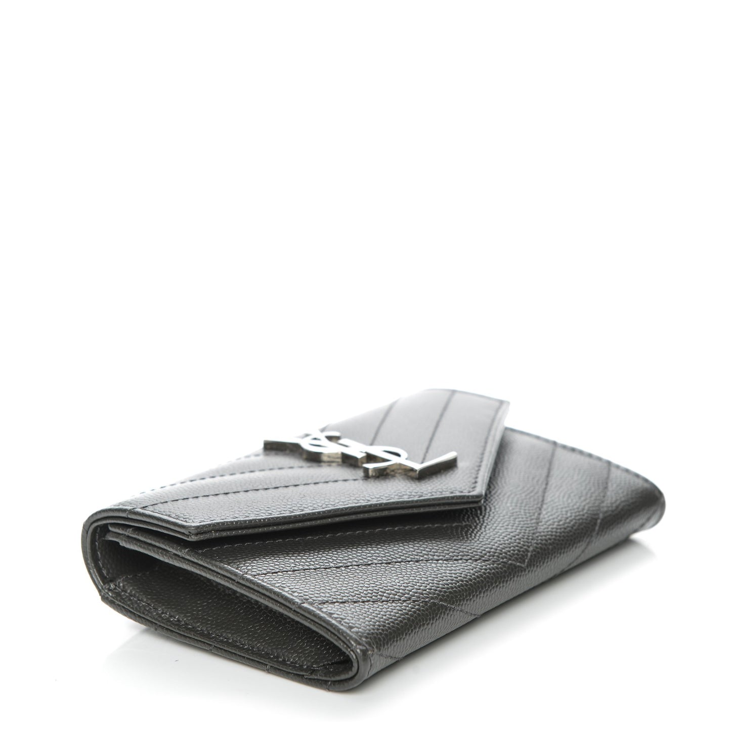 Grain De Poudre Matelasse Chevron Small Monogram Envelope Wallet Coal