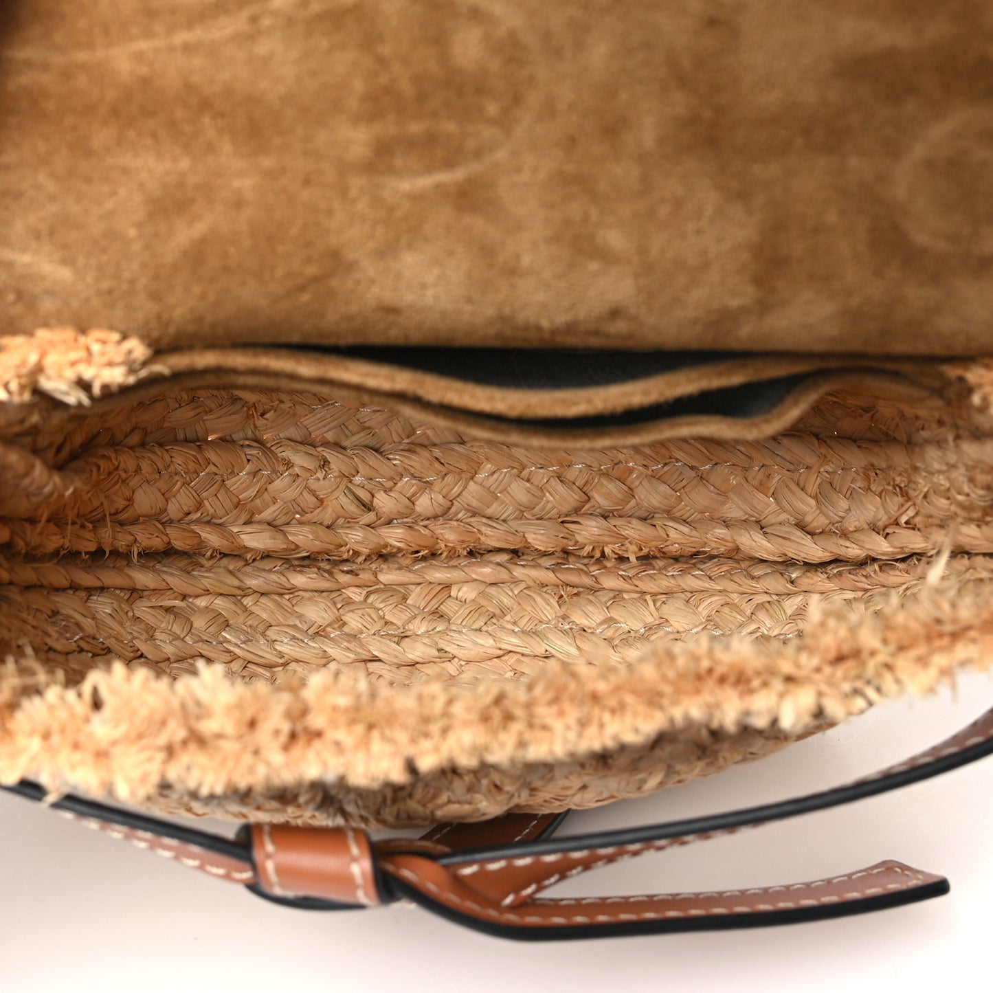 Calfskin Raffia Mini Gate Crossbody Bag Natural Tan