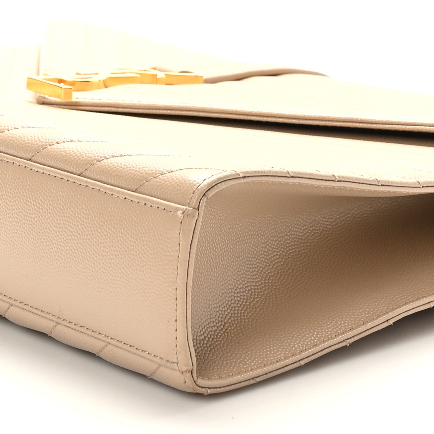 Saint Laurent Grain De Poudre Matelasse Chevron Large Monogram Satchel Dark Beige 9 of 9