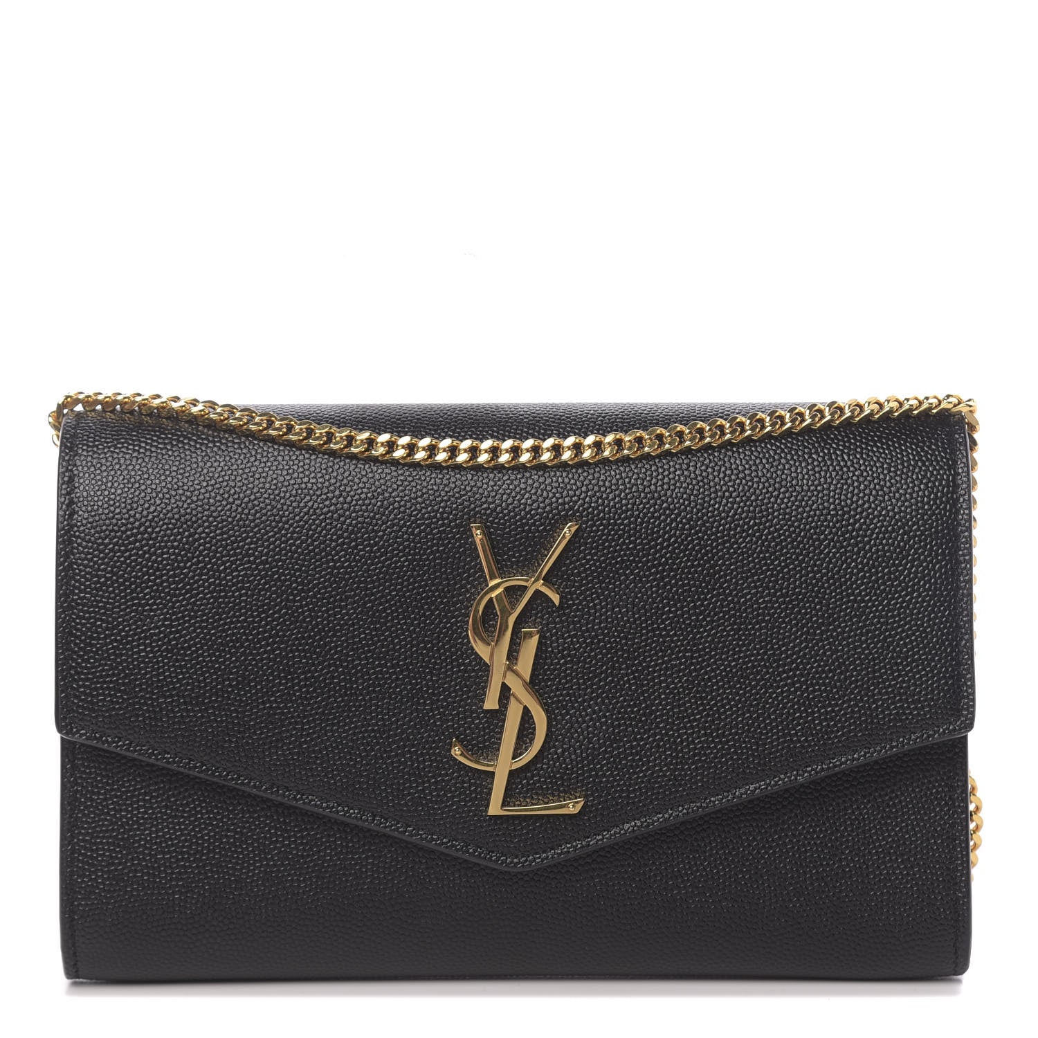 Saint Laurent Grain De Poudre Uptown Chain Wallet Black 1 of 12