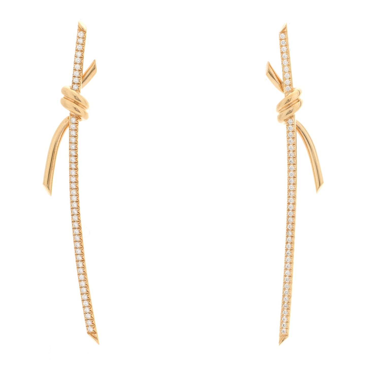 18K Yellow Gold Diamond Tiffany Knot Drop Earrings