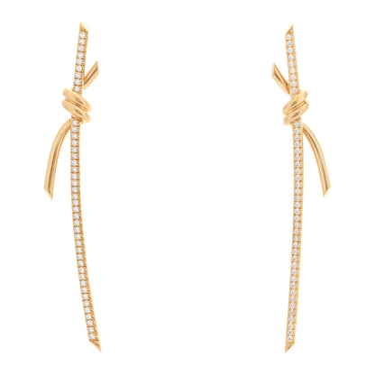 Tiffany 18K Yellow Gold Diamond Tiffany Knot Drop Earrings 1 of 5