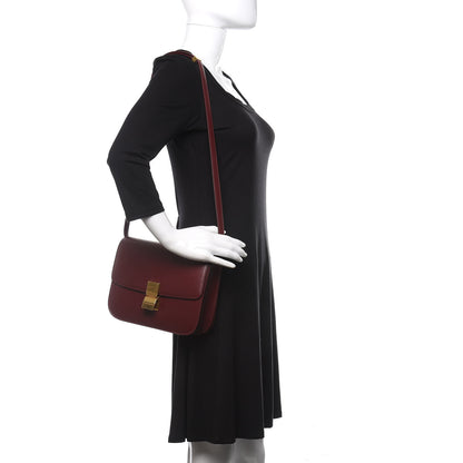Celine Box Calfskin Medium Classic Box Flap Bag Burgundy 2 of 11