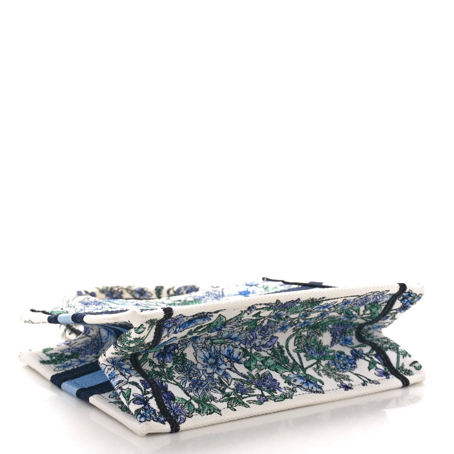 Christian Dior Canvas Embroidered Small Flowers Book Tote  Blue 4 of 11