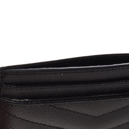 Saint Laurent Grain De Poudre Matelasse Chevron Monogram Credit Card Case Black 10 of 10