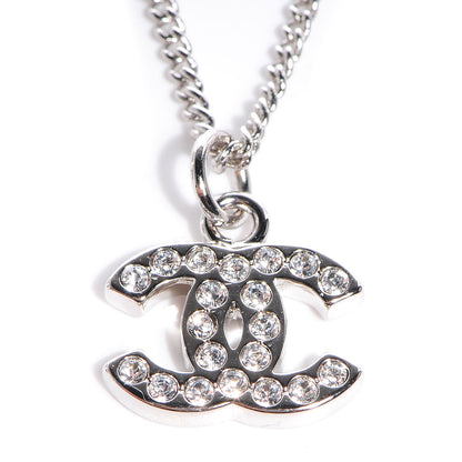 Chanel Crystal CC Timeless Necklace Silver 1 of 5