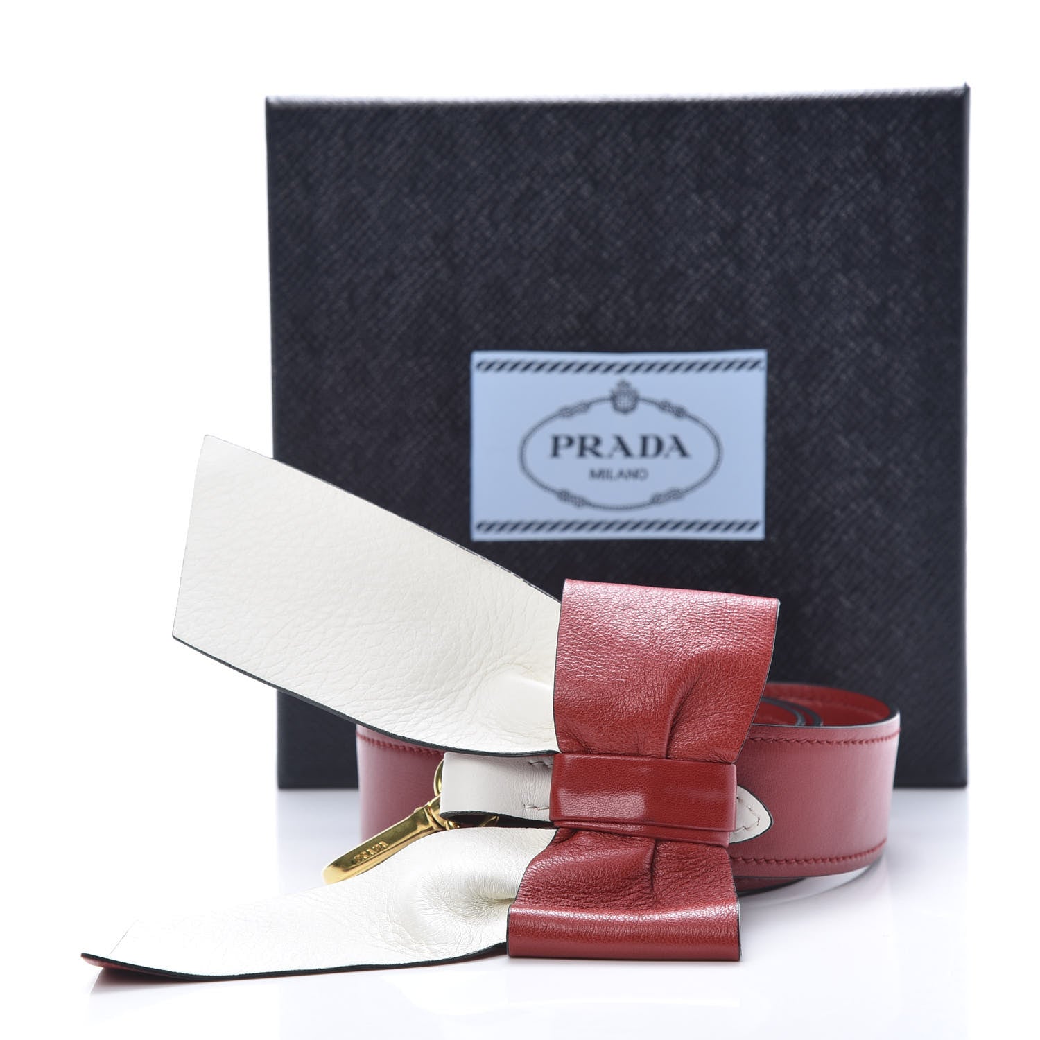 Prada Calfskin Bow Shoulder Strap Fuoco White 5 of 5