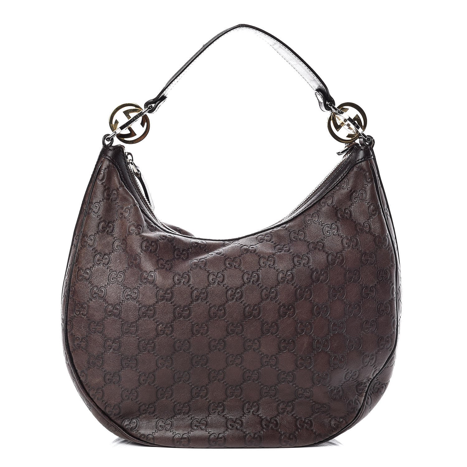 Gucci Guccissima Medium GG Twins Hobo Dark Brown 1 of 18