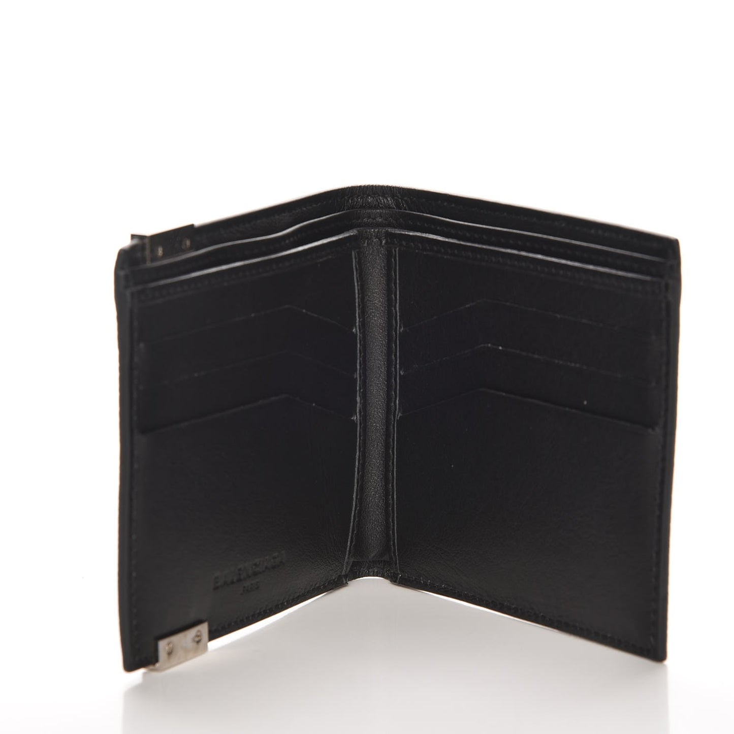 Grained Calfskin Phileas Square Wallet Black