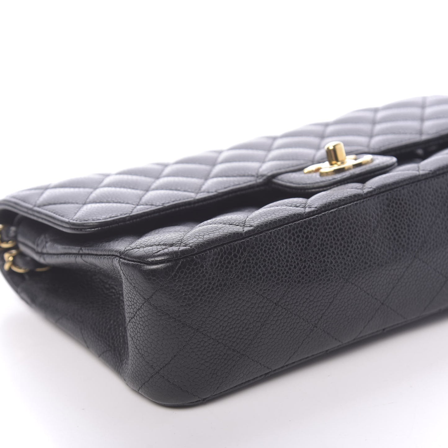 Caviar Quilted Medium Double Flap Black