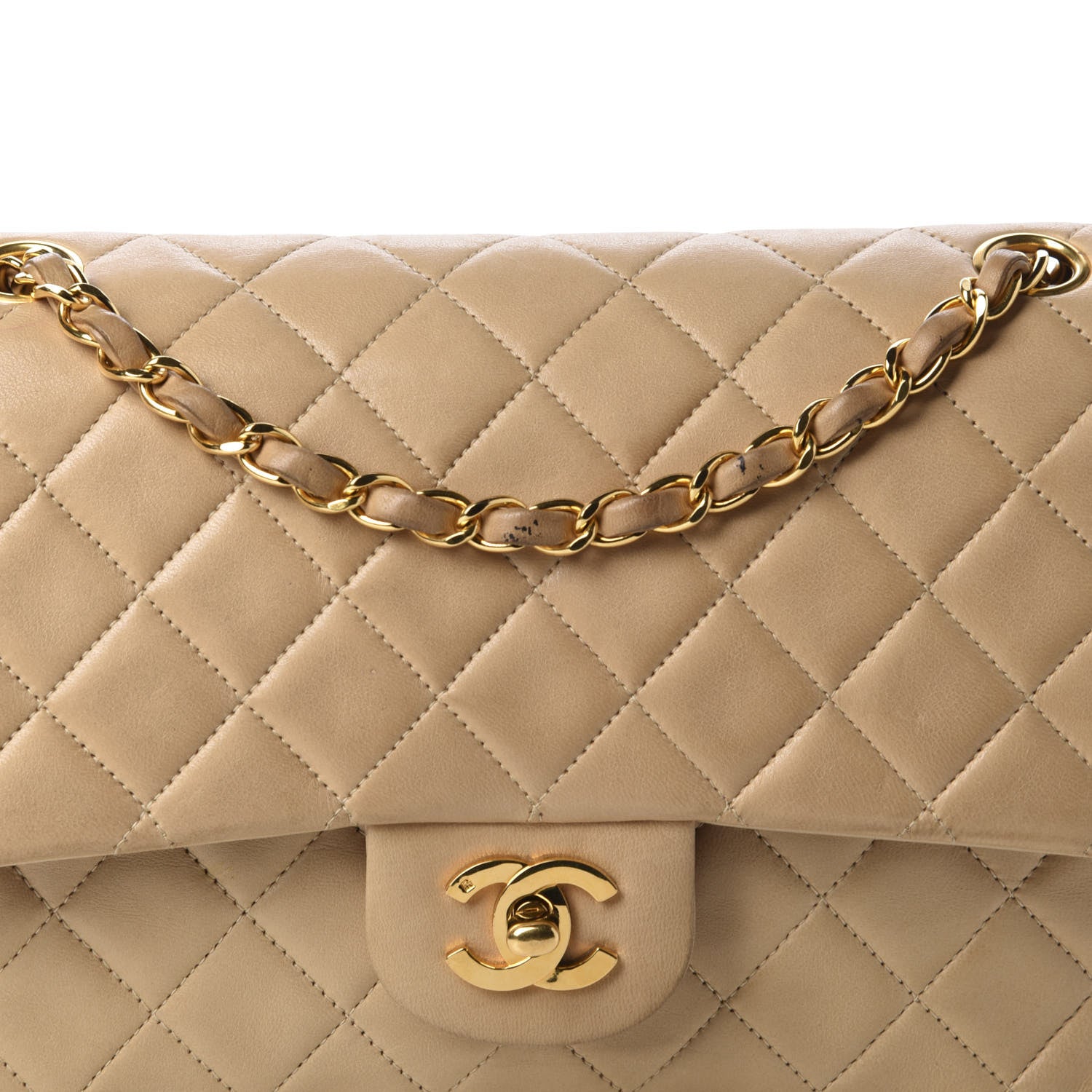 Chanel Lambskin Quilted Medium Double Flap Beige 13 of 13