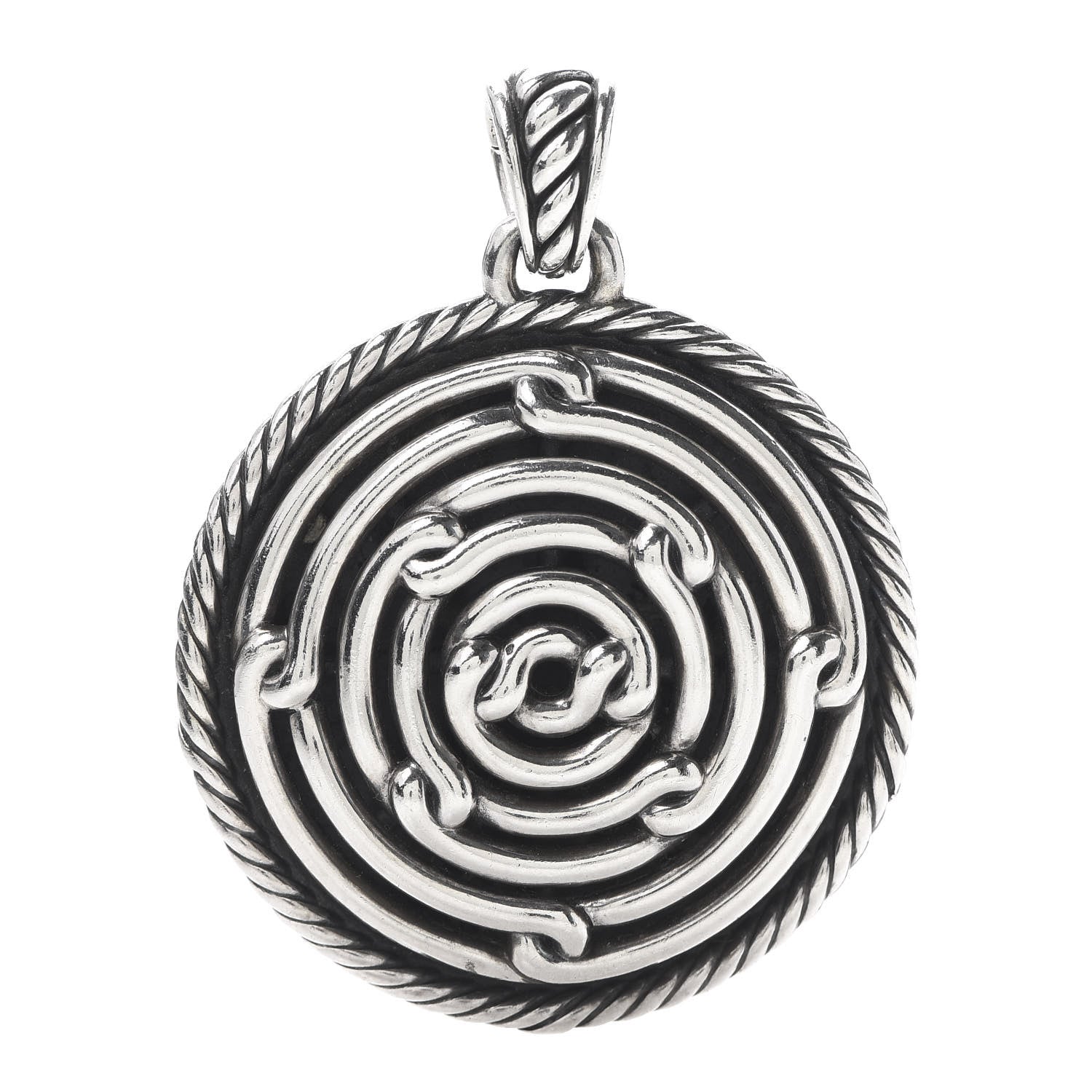 David Yurman Sterling Silver Large Labyrinth Disc Pendant 1 of 3