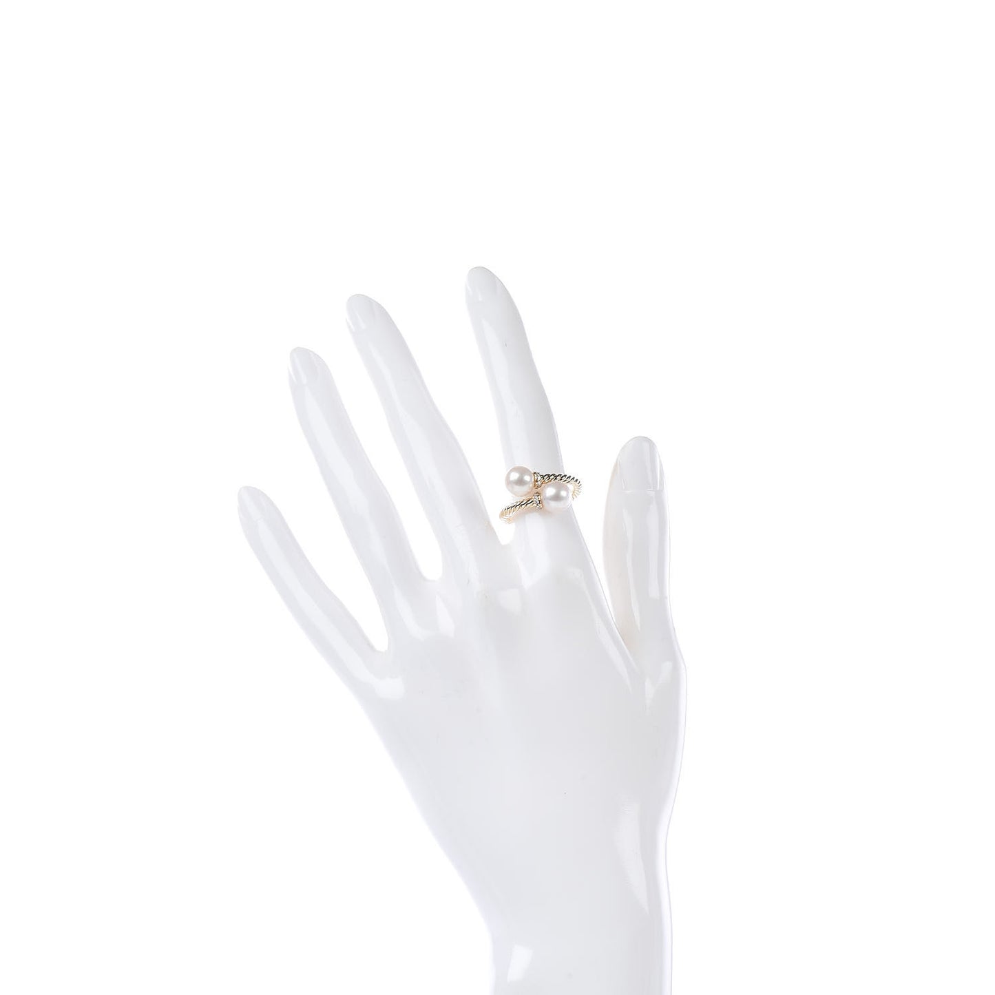 18K Yellow Gold Pearl Diamond Solari Bypass Ring 5