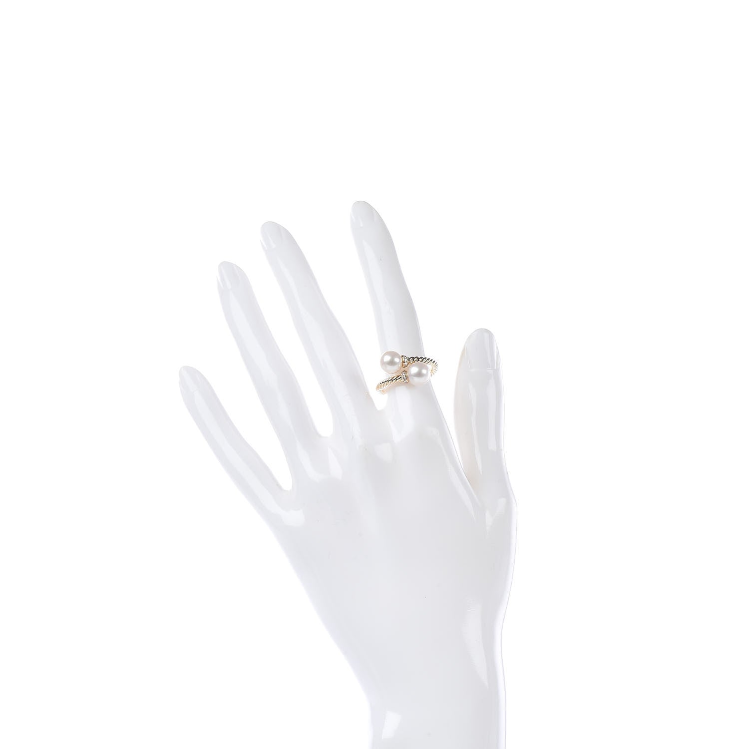 David Yurman 18K Yellow Gold Pearl Diamond Solari Bypass Ring 5 2 of 5