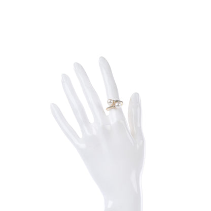 David Yurman 18K Yellow Gold Pearl Diamond Solari Bypass Ring 5 2 of 5