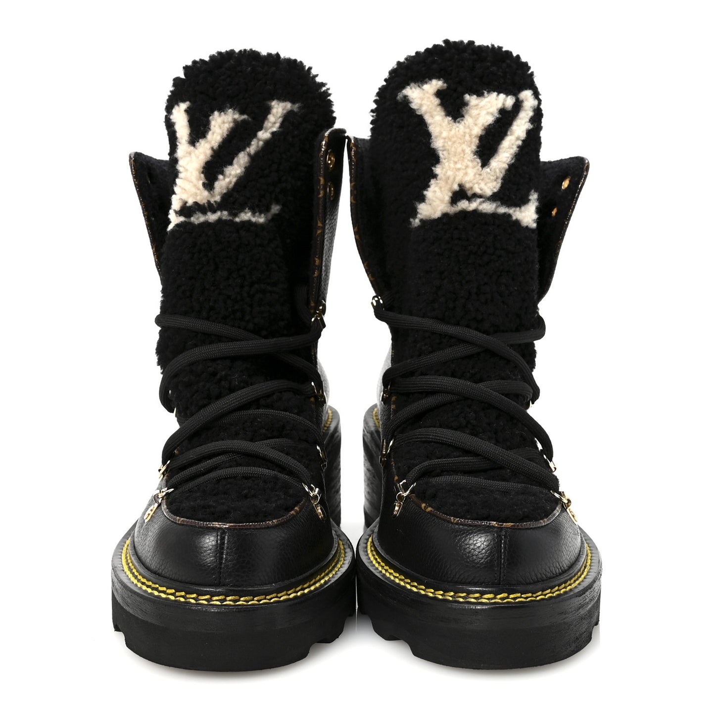 Grained Calfskin Shearling LV Beaubourg Ankle Boots 38.5 Black