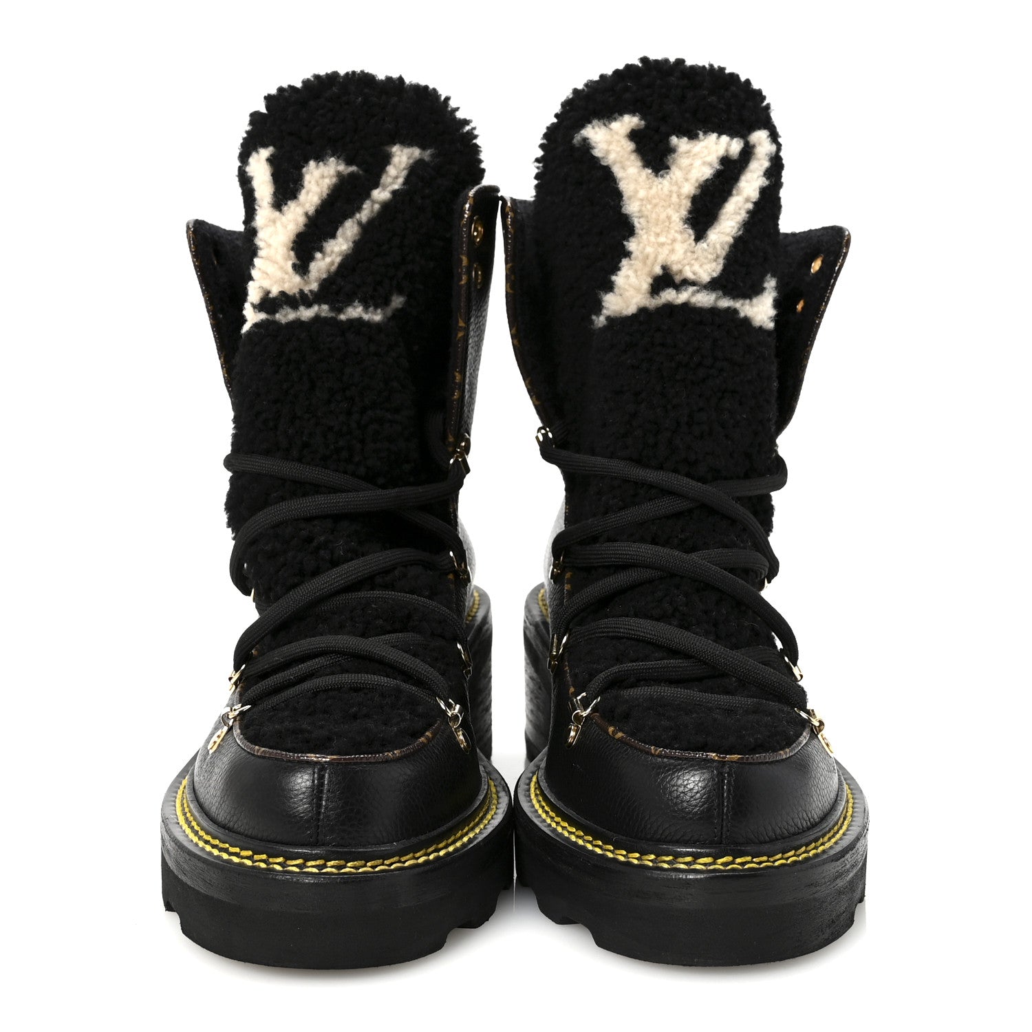 Louis Vuitton Grained Calfskin Shearling LV Beaubourg Ankle Boots 38.5 Black 3 of 9