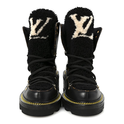 Louis Vuitton Grained Calfskin Shearling LV Beaubourg Ankle Boots 38.5 Black 3 of 9
