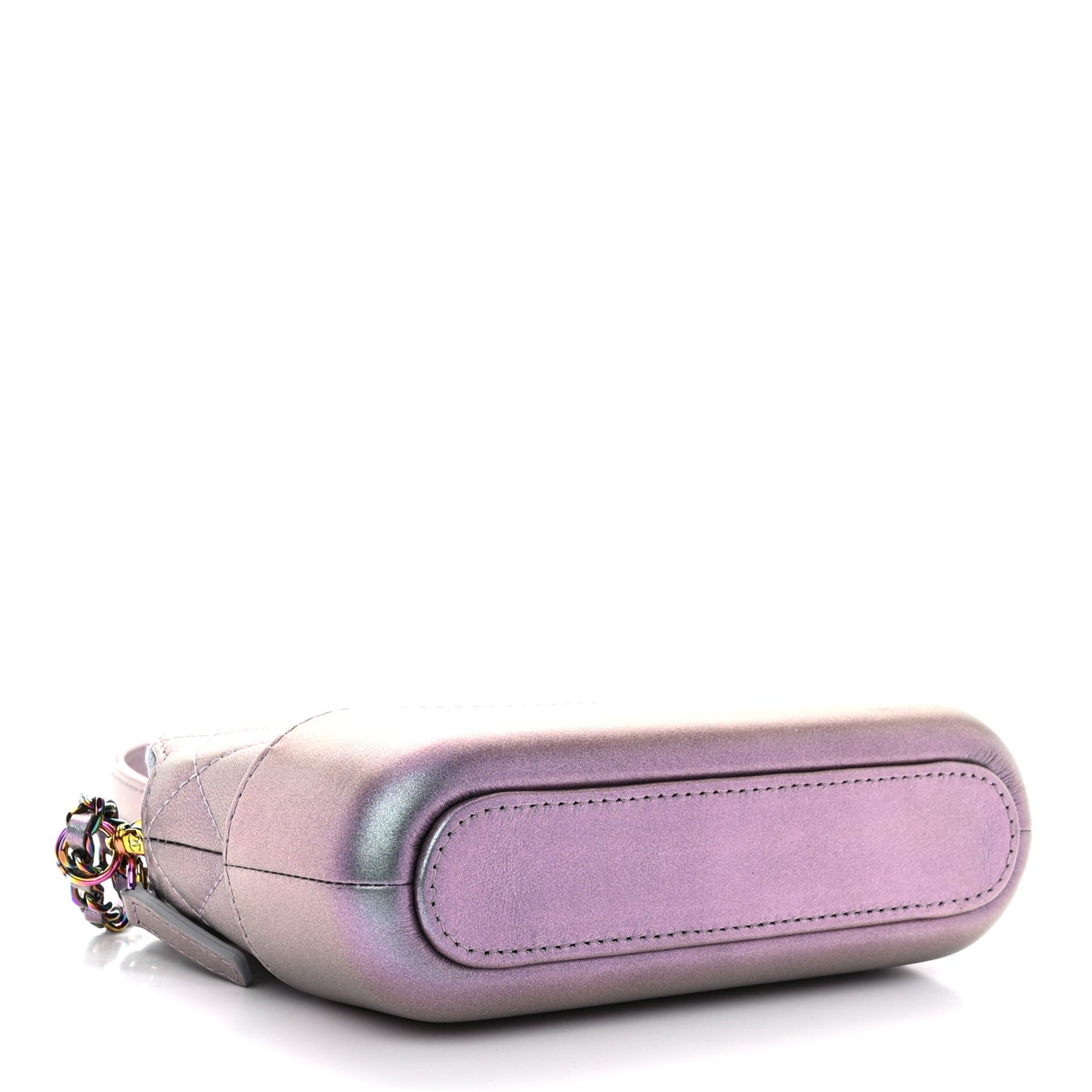 Iridescent Lambskin Calfskin Quilted Small Gabrielle Clutch With Chain Light Purple