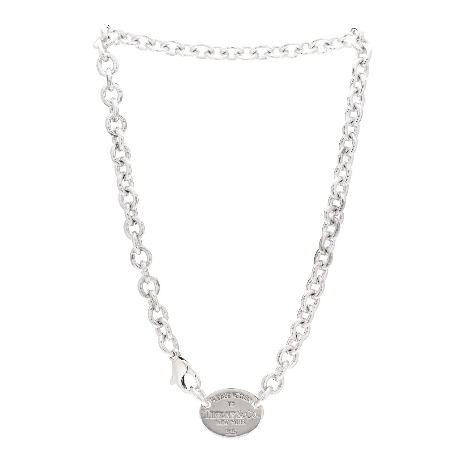 Tiffany Sterling Silver Return to Tiffany Oval Tag Choker Necklace 3 of 3