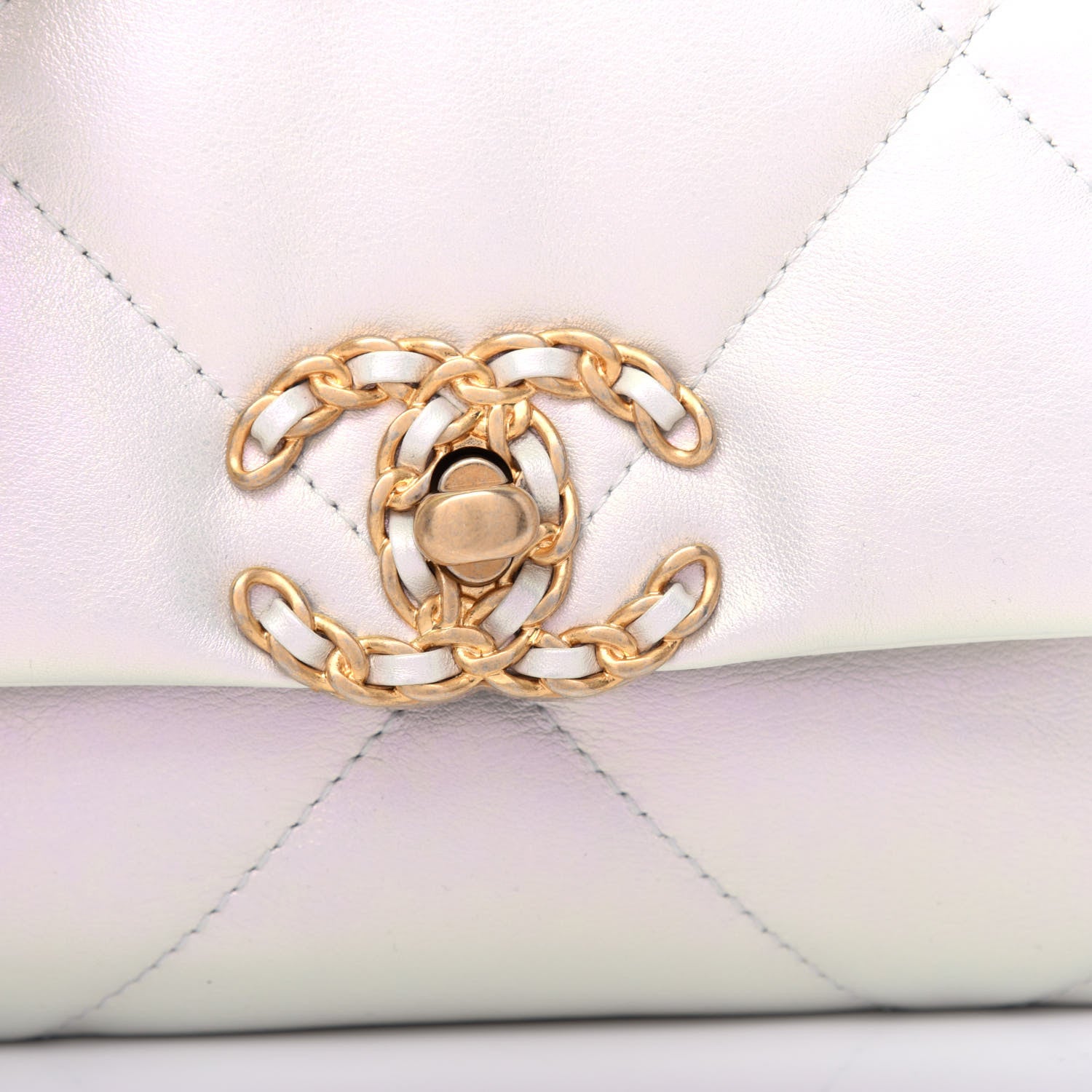 Chanel Iridescent Calfskin Quilted Medium Chanel 19 Flap White 10 of 11