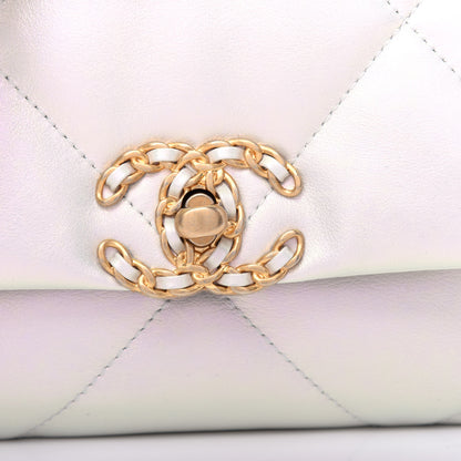 Chanel Iridescent Calfskin Quilted Medium Chanel 19 Flap White 10 of 11