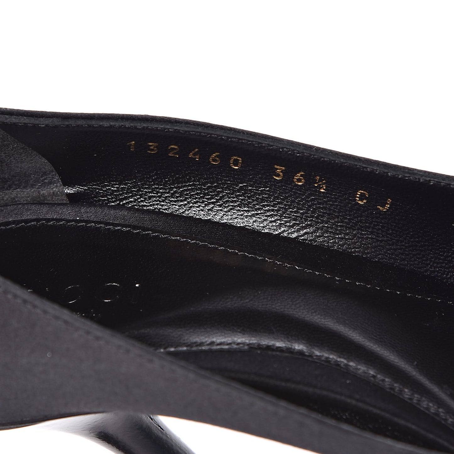 Satin Crystal Peep Toe Pumps 36.5 Black