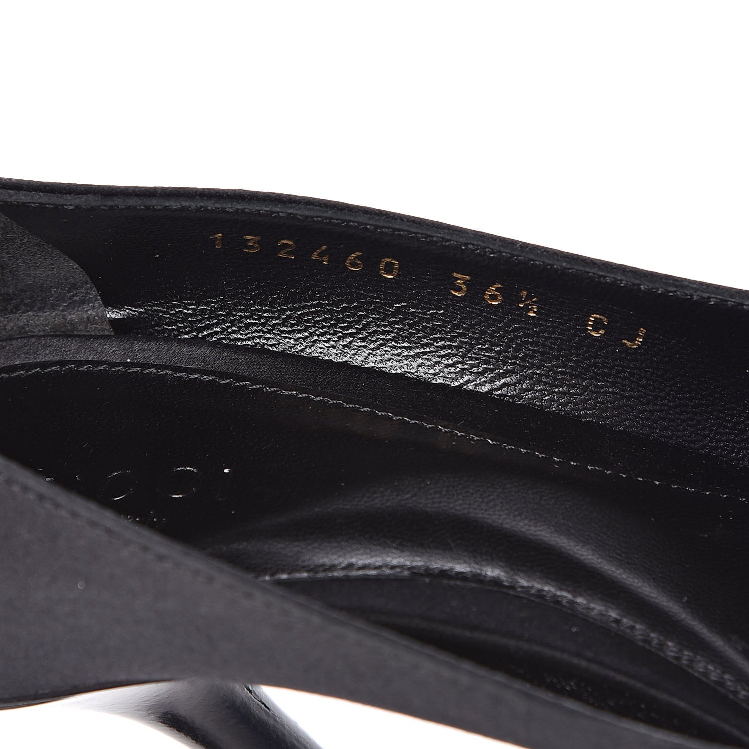 Gucci Satin Crystal Peep Toe Pumps 36.5 Black 9 of 10