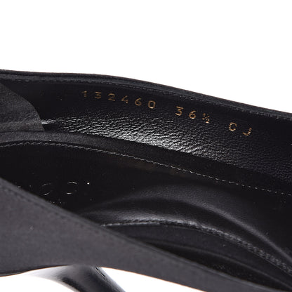 Gucci Satin Crystal Peep Toe Pumps 36.5 Black 9 of 10