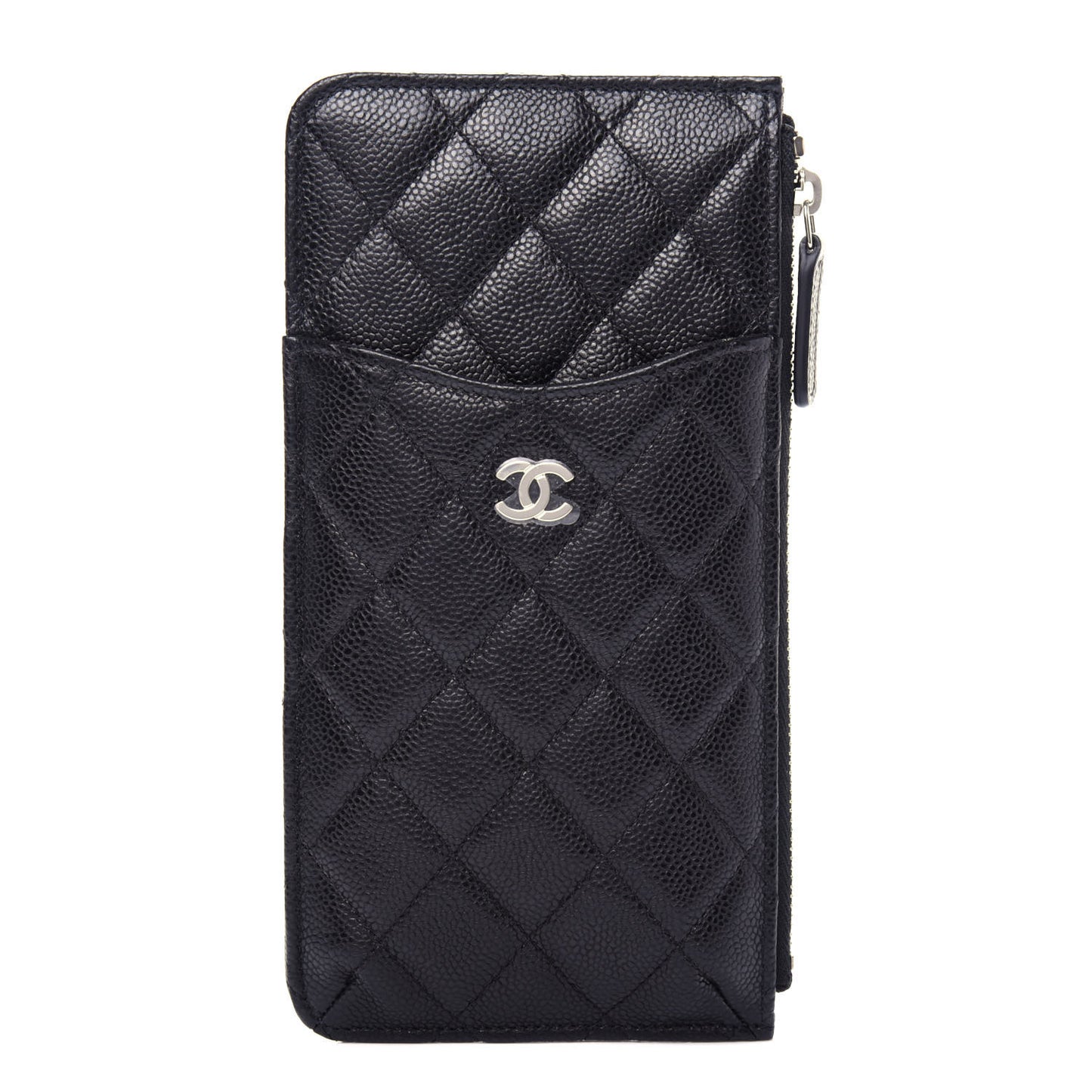 Caviar Quilted Classic Flat Wallet Pouch Black