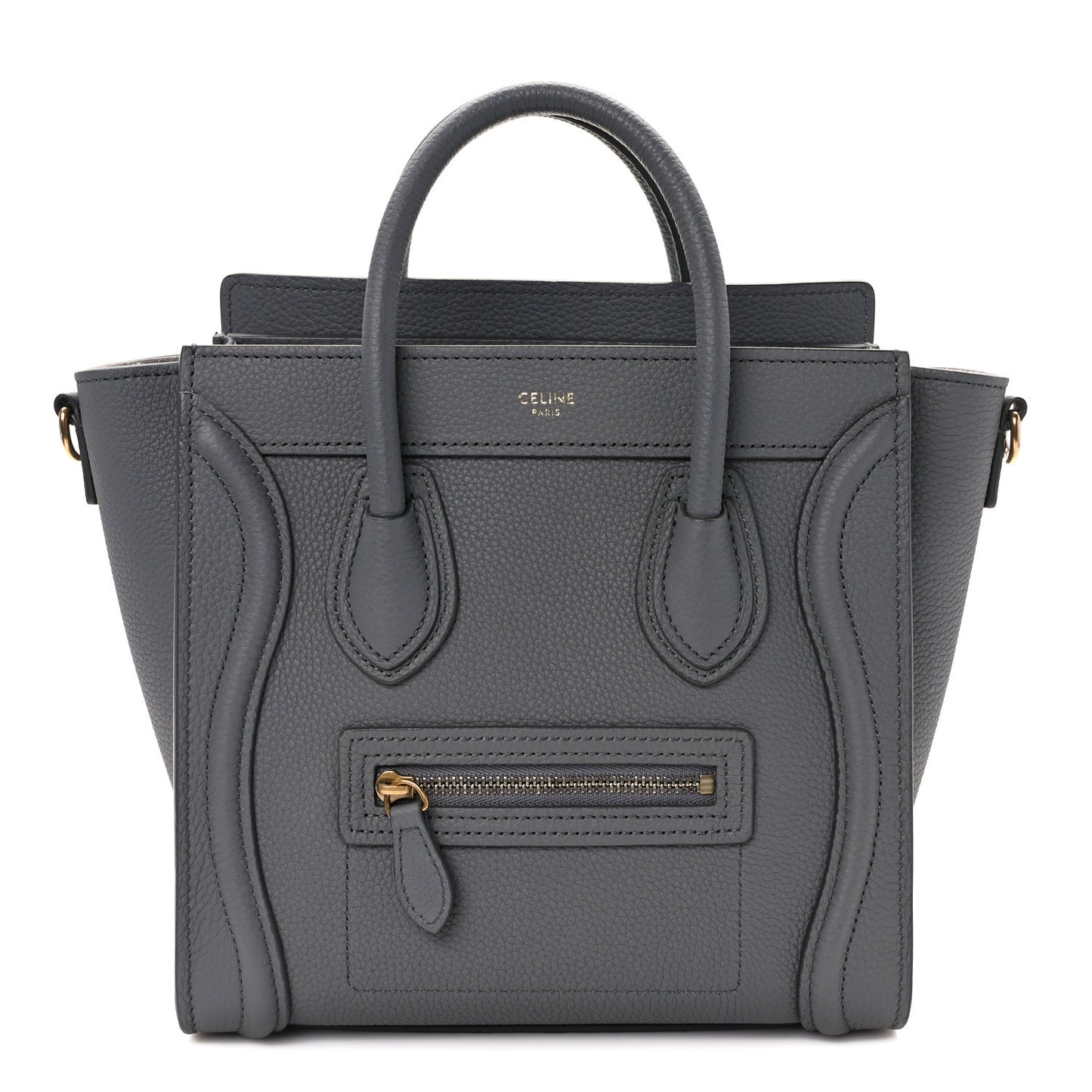 Drummed Calfskin Nano Luggage Kohl