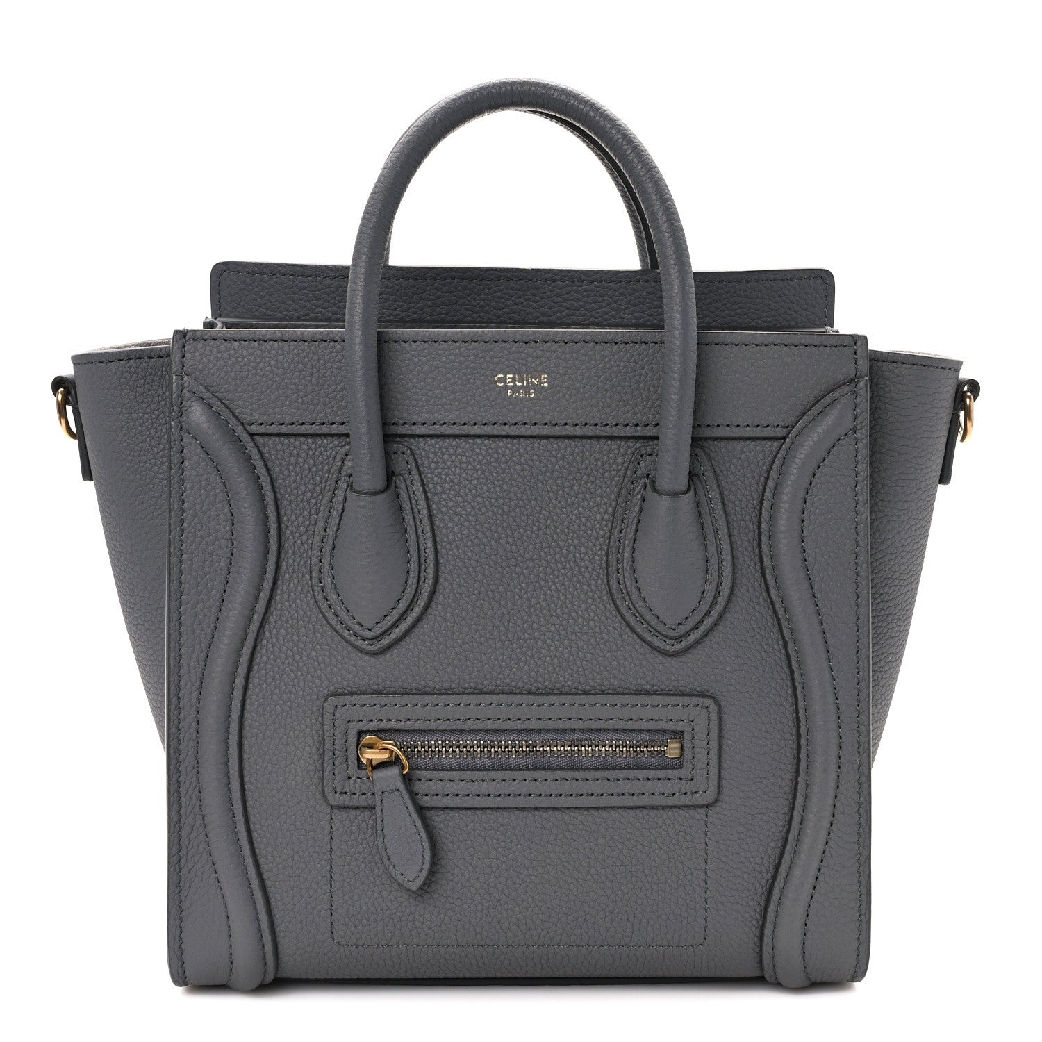 Celine Drummed Calfskin Nano Luggage Kohl 1 of 13