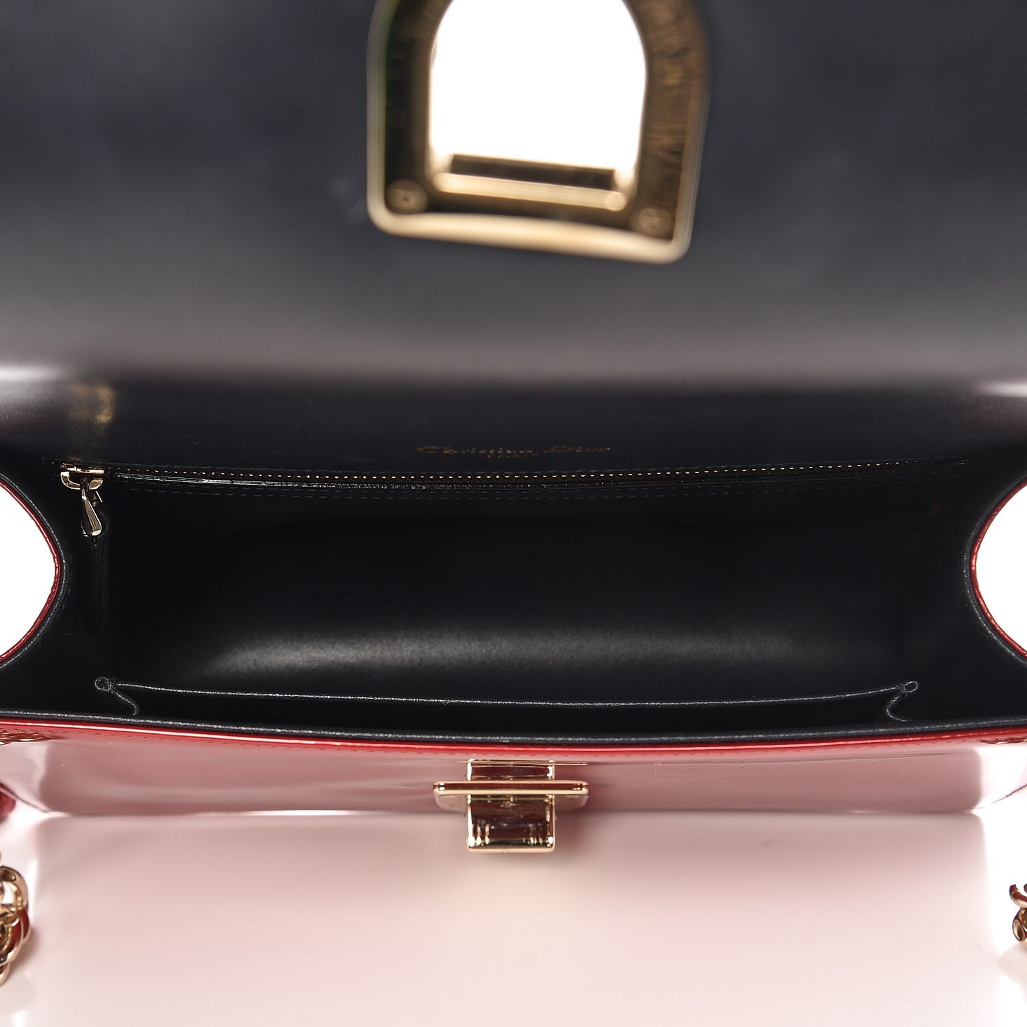 Christian Dior Metallic Patent Micro-Cannage Medium Diorama Flap Bag Red 5 of 6