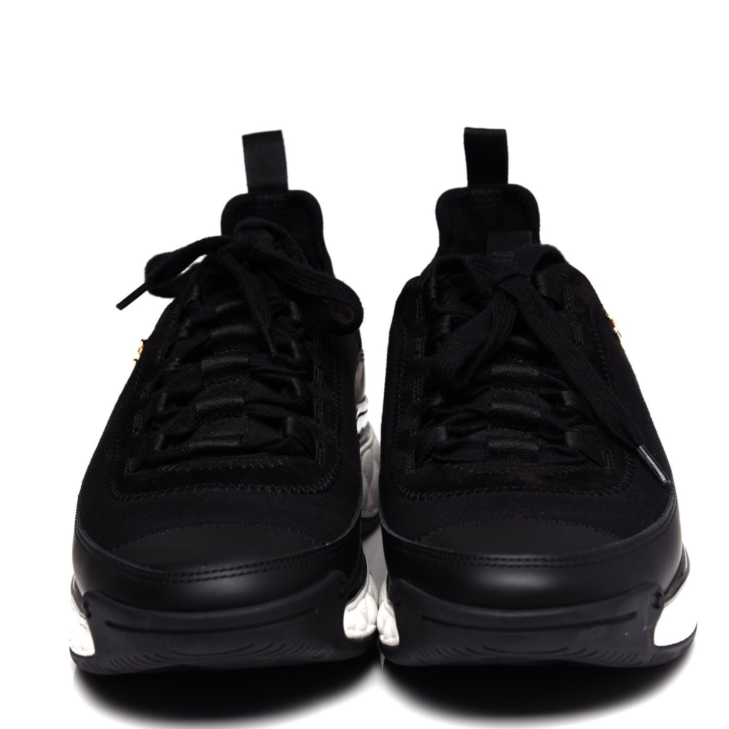 Velvet Calfskin Mixed Fibers CC Sneakers 38.5 Black