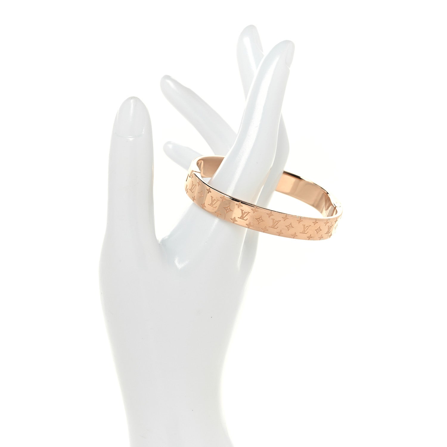Louis Vuitton Brass Monogram Nanogram Cuff S Pink Gold 2 of 8