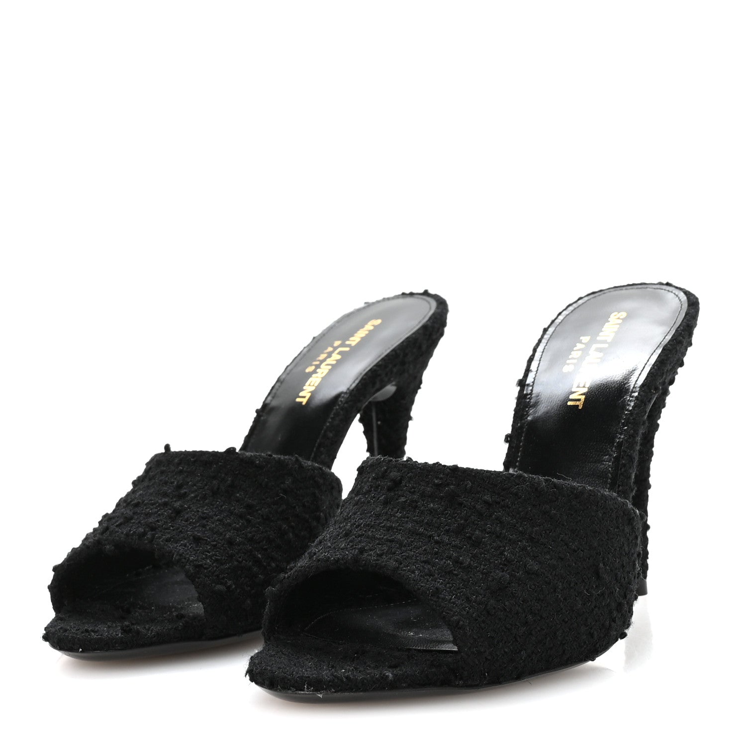 Saint Laurent Boucle Tweed La 16 95 Mule Sandals 37 Black 4 of 9