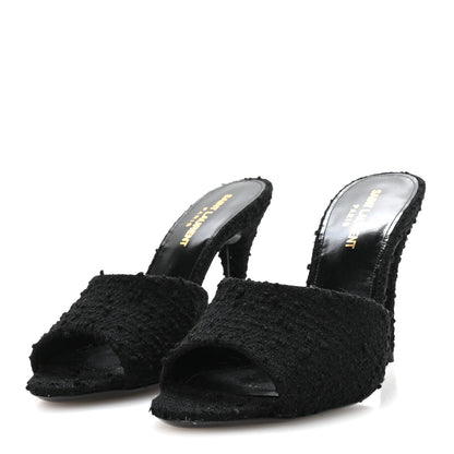 Saint Laurent Boucle Tweed La 16 95 Mule Sandals 37 Black 4 of 9