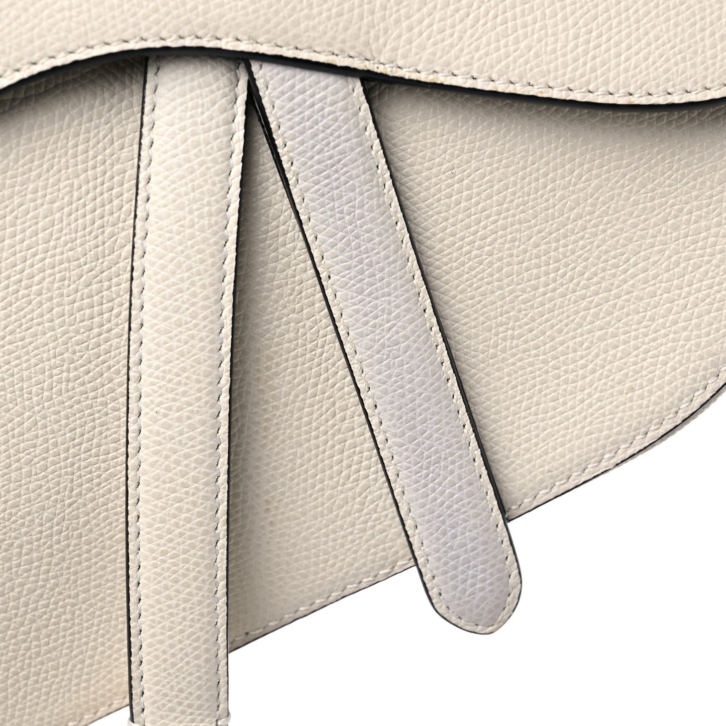 Grained Calfskin Saddle Bag White