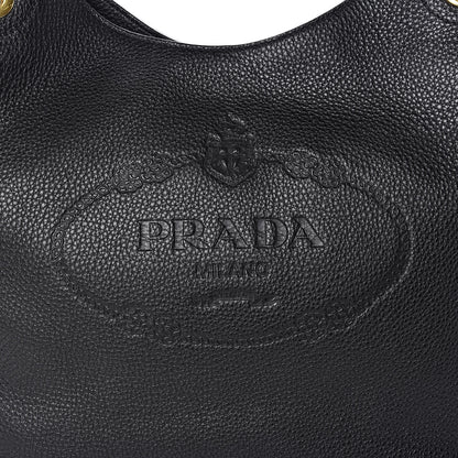 Prada Vitello Phenix Embossed Logo Hobo Black 10 of 10