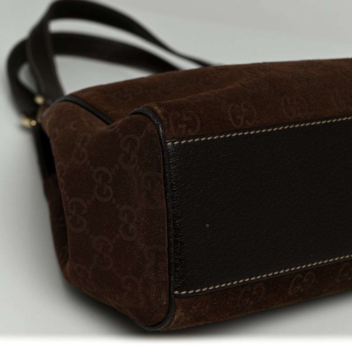 Monogram Suede Medium Charmy Shoulder Bag Dark Brown