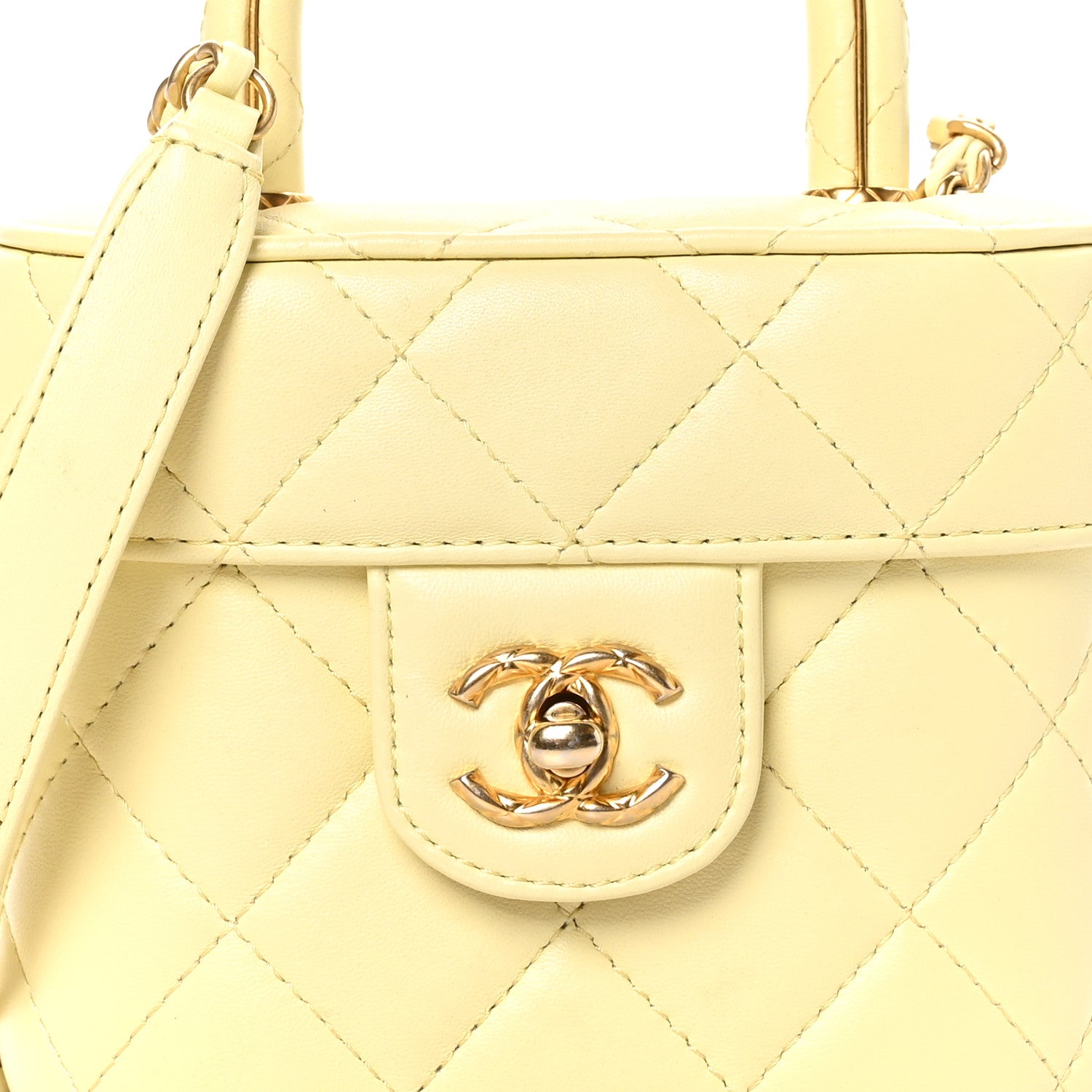 Chanel Lambskin Handle Crush Small Vanity Case With Chain Jaune Clair 5 of 13