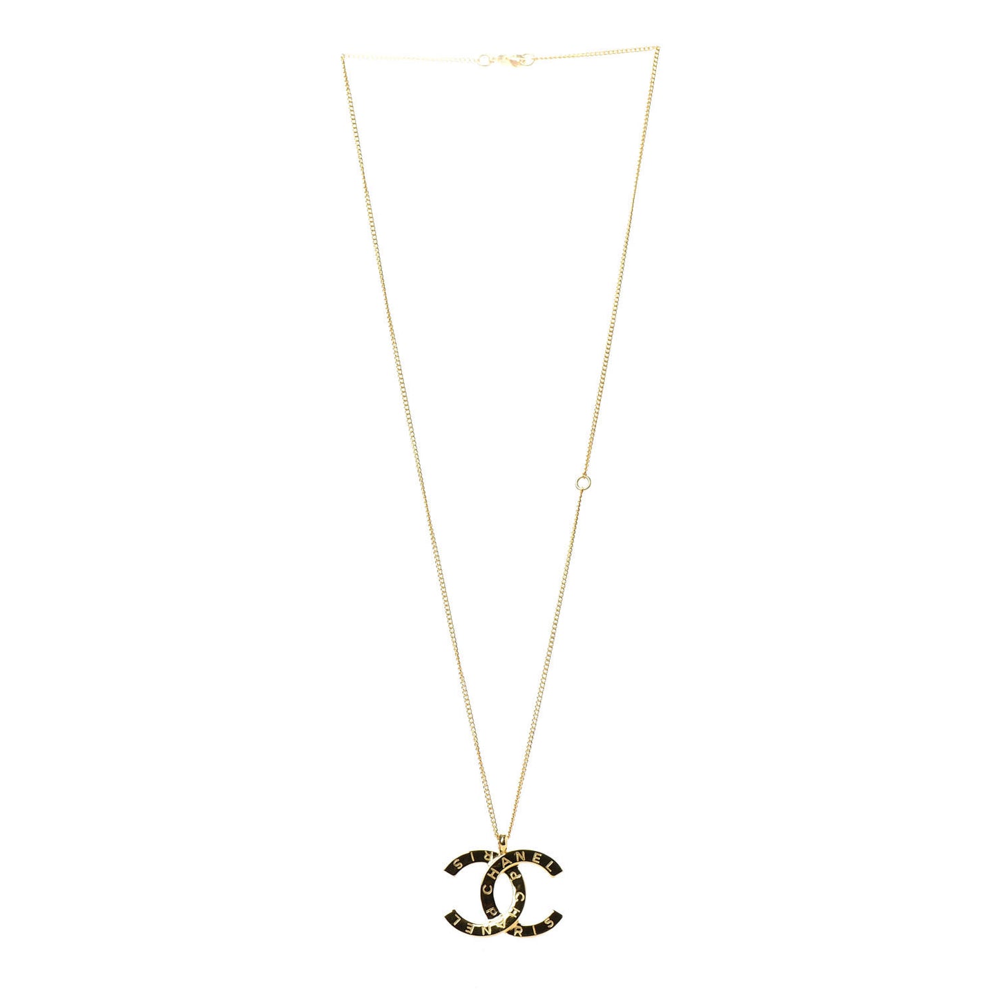Metal CC Paris Button Necklace Gold