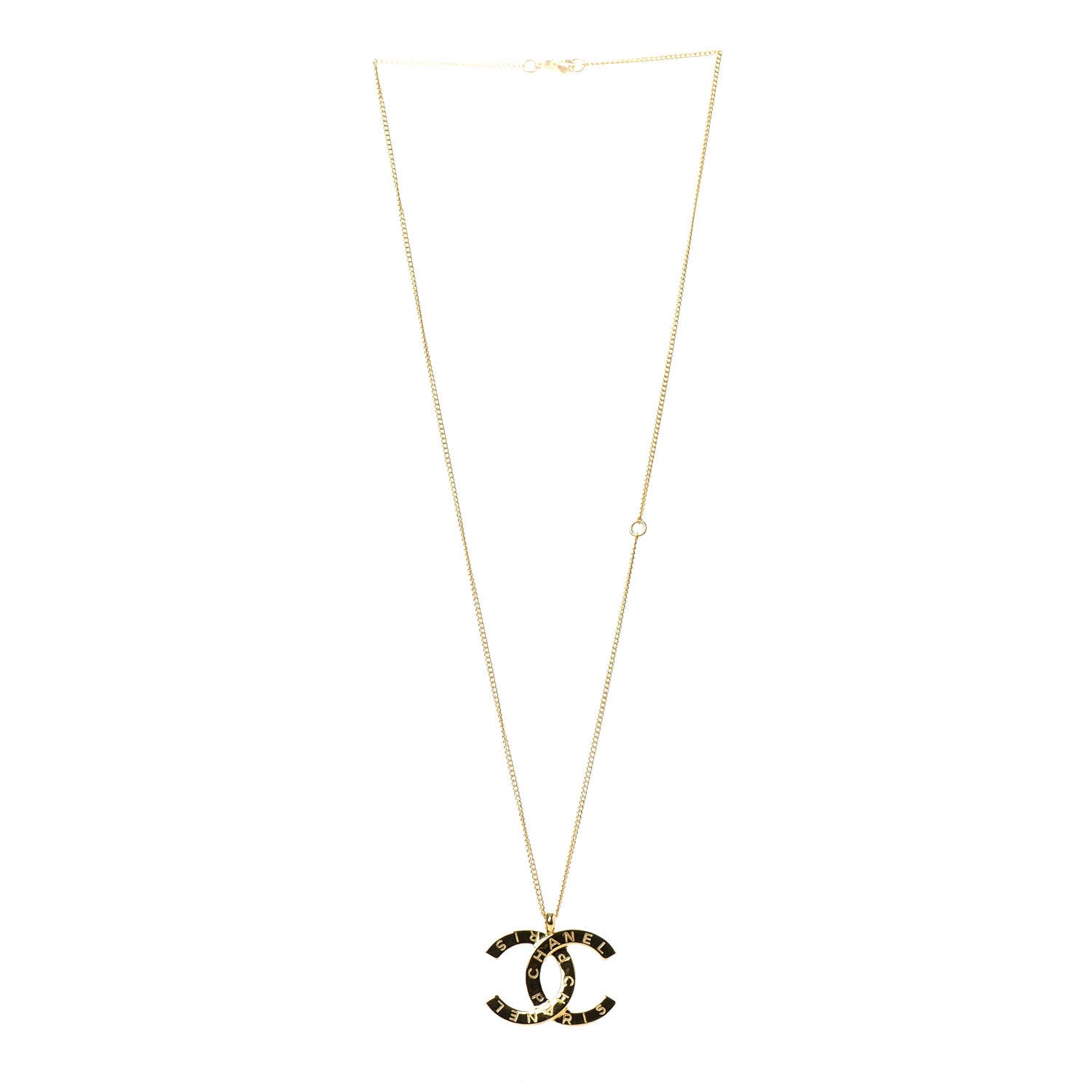 Chanel Metal CC Paris Button Necklace Gold 3 of 6